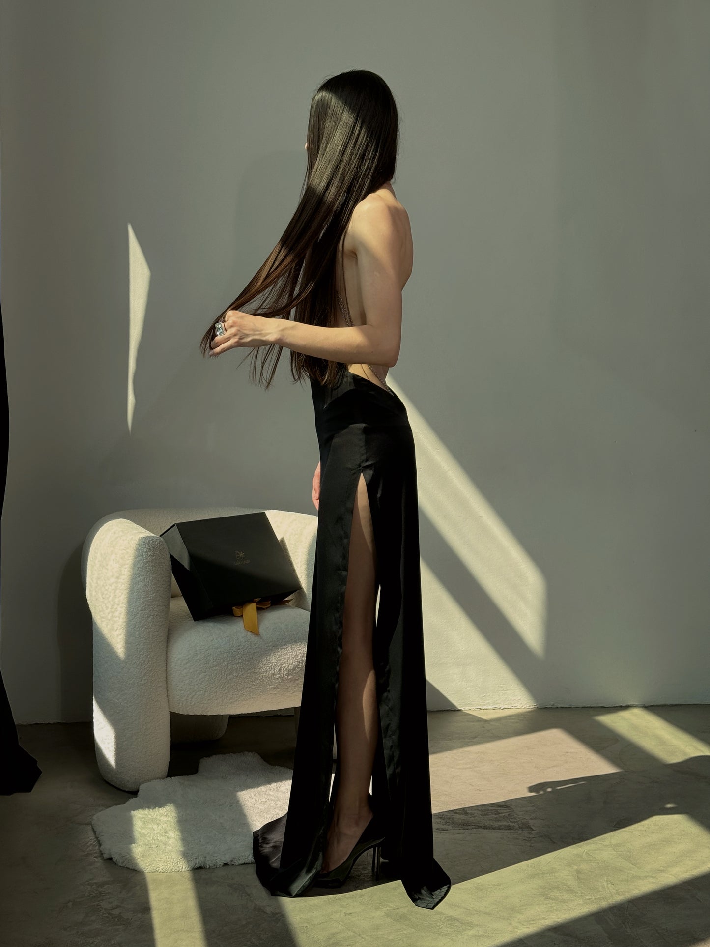 Dress with side slits